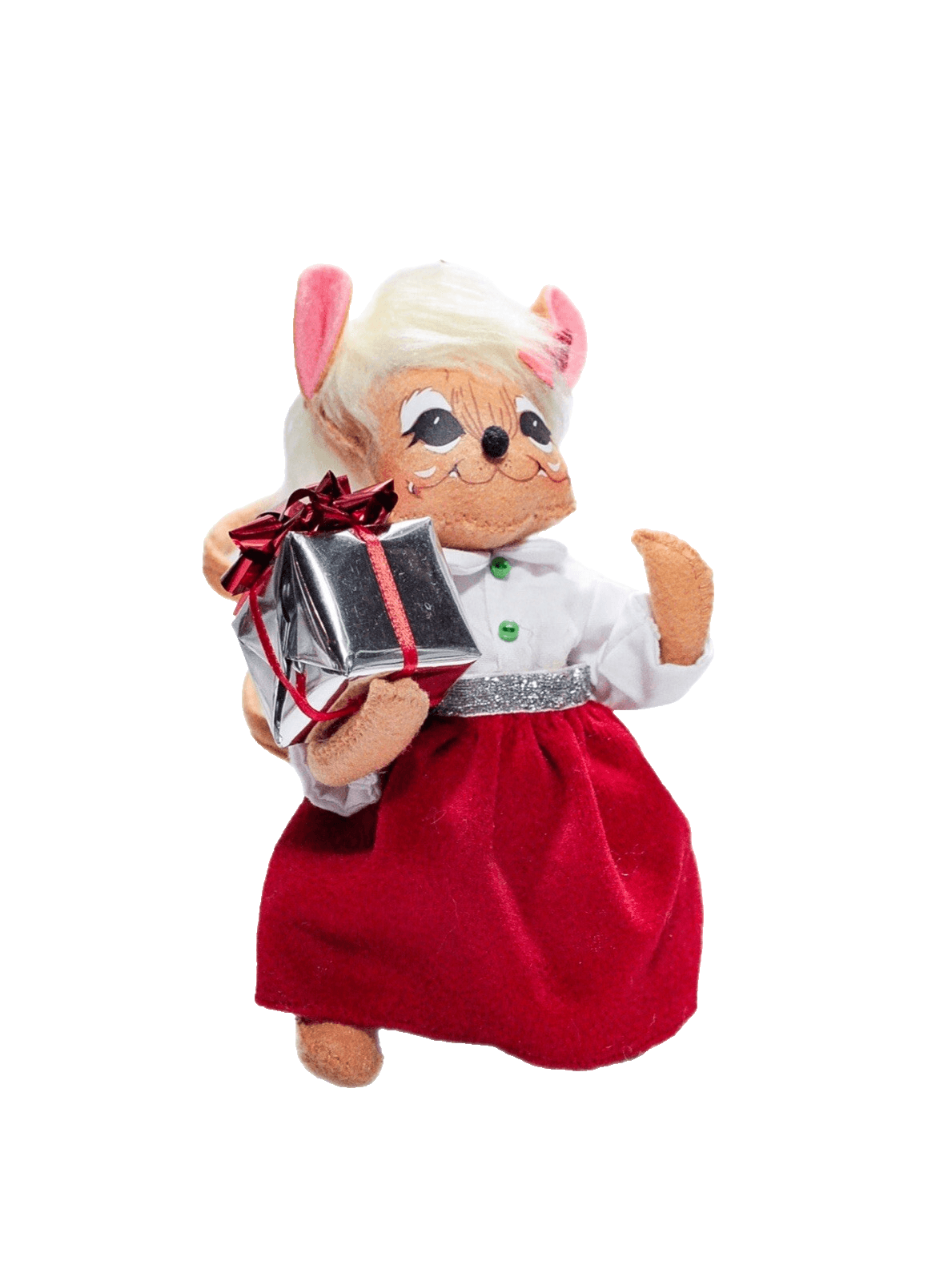 2013 ANNALEE Mobilitee SILVER SPARKLE GIRL MOUSE Artisan Doll Figure 8" w/ Tag - Image 1