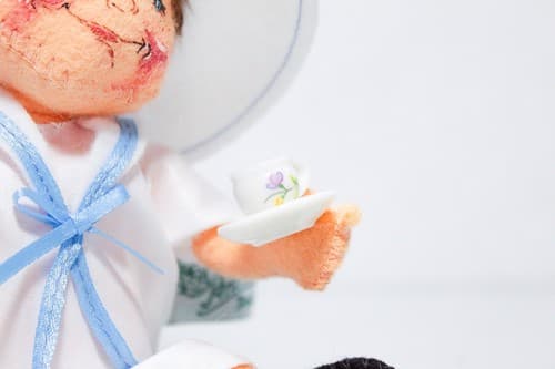 Annalee Mobilitee 1997-98 Logo Kid Felt Boy Doll w/ TAG Tea Party - Thumbnail 3