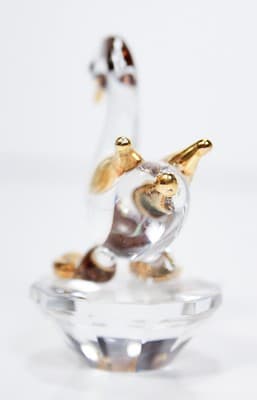 Crystal Glass Duck WIth Gold Accents On Crystal Stand Figurine 2 3/4" - Thumbnail 6