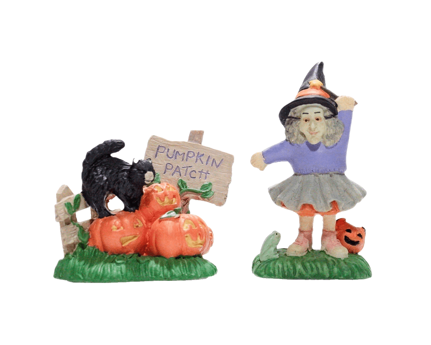 2 Vintage MIDWEST IMPORTS Pumpkin Patch & Witch Halloween Figurines - Image 1