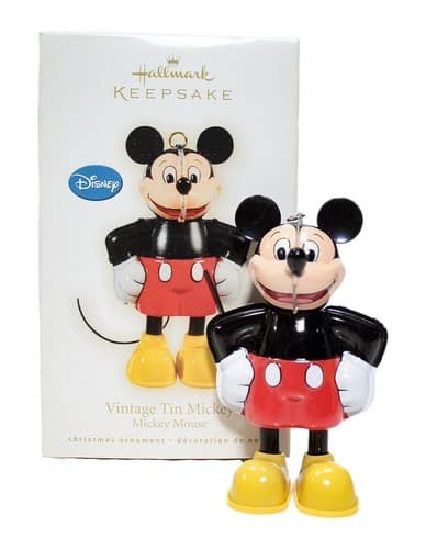 Hallmark Keepsake Vintage Tin Mickey Mouse Christmas Ornaments 2009 In Box - Image 1