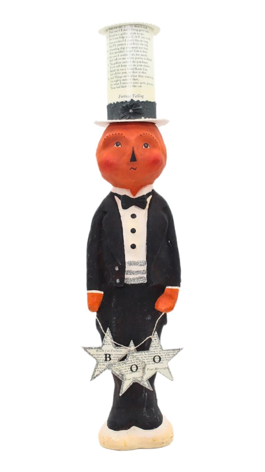 Dee Foust Bethany Lowe Boo Tuxedo Pumpkin Man Halloween Folk Art Figure 18" - Image 1