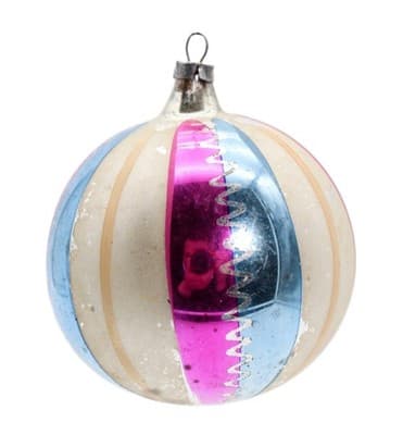 Vintage Poland Multicolor Circus Motif Mercury Glass Ball Christmas Ornament - Image 1