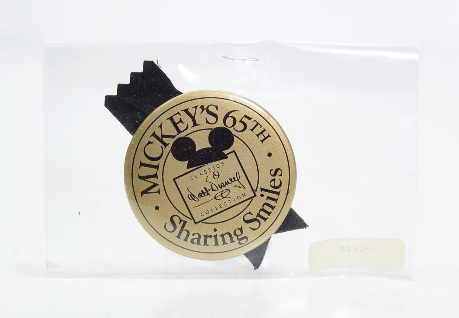 Mickey's 65th Sharing Smiles Cast Member Pin Back Button NEW - Image 1