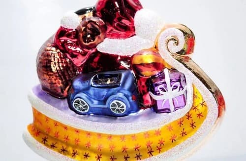 Christopher Radko Santa on Sleigh Full of Toys Glass Christmas Ornament Vintage - Thumbnail 6