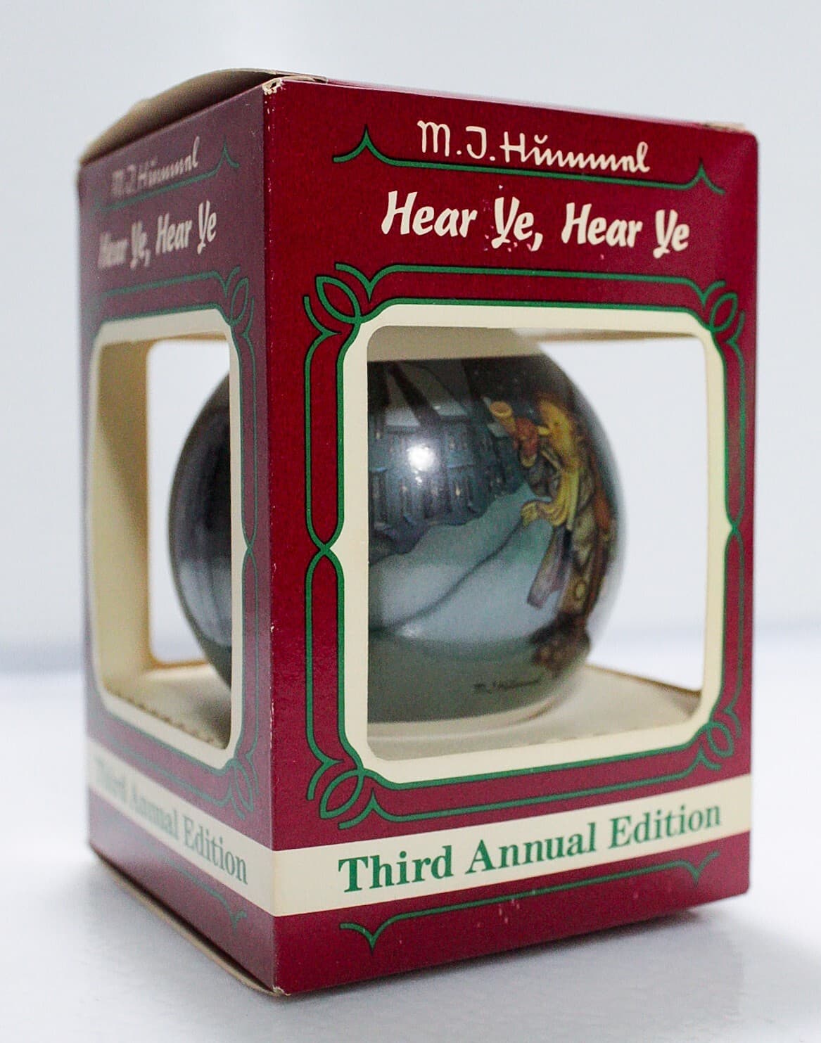 MJ Hummel Hear Ye, Hear Ye 1985 3rd Annual Edition Christmas Ornament In Box - Thumbnail 5