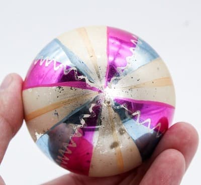 Vintage Poland Multicolor Circus Motif Mercury Glass Ball Christmas Ornament - Thumbnail 4