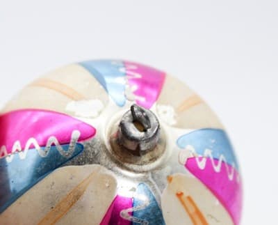 Vintage Poland Multicolor Circus Motif Mercury Glass Ball Christmas Ornament - Thumbnail 3