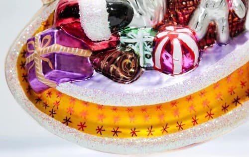 Christopher Radko Santa on Sleigh Full of Toys Glass Christmas Ornament Vintage - Thumbnail 3