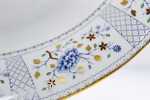 Royal Crown Derby Mandarin Blue Pattern England Bone China Oval Vegetable Bowl - Thumbnail 4