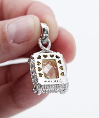 JUDITH RIPKA Sterling 18k Gold Canary Quartz & Diamonds Pendant - Thumbnail 8