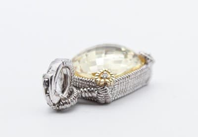 JUDITH RIPKA Sterling 18k Gold Canary Quartz & Diamonds Pendant - Thumbnail 6