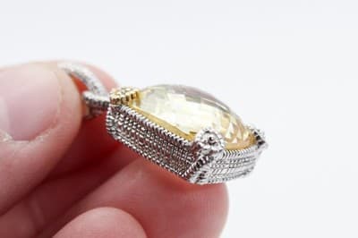 JUDITH RIPKA Sterling 18k Gold Canary Quartz & Diamonds Pendant - Thumbnail 9
