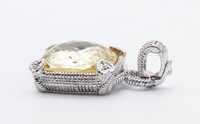 JUDITH RIPKA Sterling 18k Gold Canary Quartz & Diamonds Pendant - Thumbnail 5