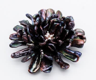 Vintage Natural Peacock Baroque Pearl & Seed Pearl Floral Statement Pin Brooch - Thumbnail 5
