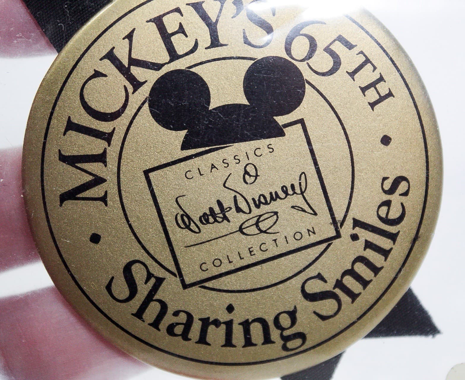 Mickey's 65th Sharing Smiles Cast Member Pin Back Button NEW - Thumbnail 3