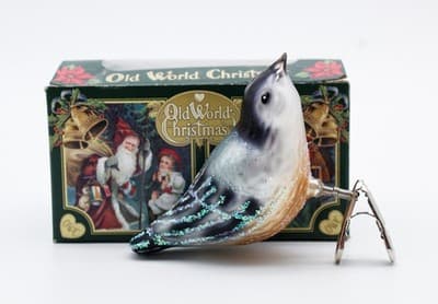 Old World Christmas OWC Glass Nuthatch Bird Clip-On Christmas Ornament In Box - Thumbnail 2