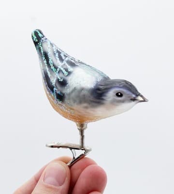 Old World Christmas OWC Glass Nuthatch Bird Clip-On Christmas Ornament In Box - Thumbnail 6