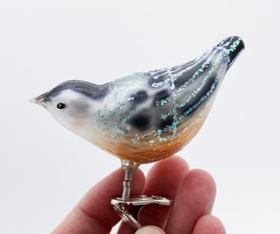 Old World Christmas OWC Glass Nuthatch Bird Clip-On Christmas Ornament In Box - Thumbnail 7