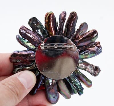 Vintage Natural Peacock Baroque Pearl & Seed Pearl Floral Statement Pin Brooch - Thumbnail 6