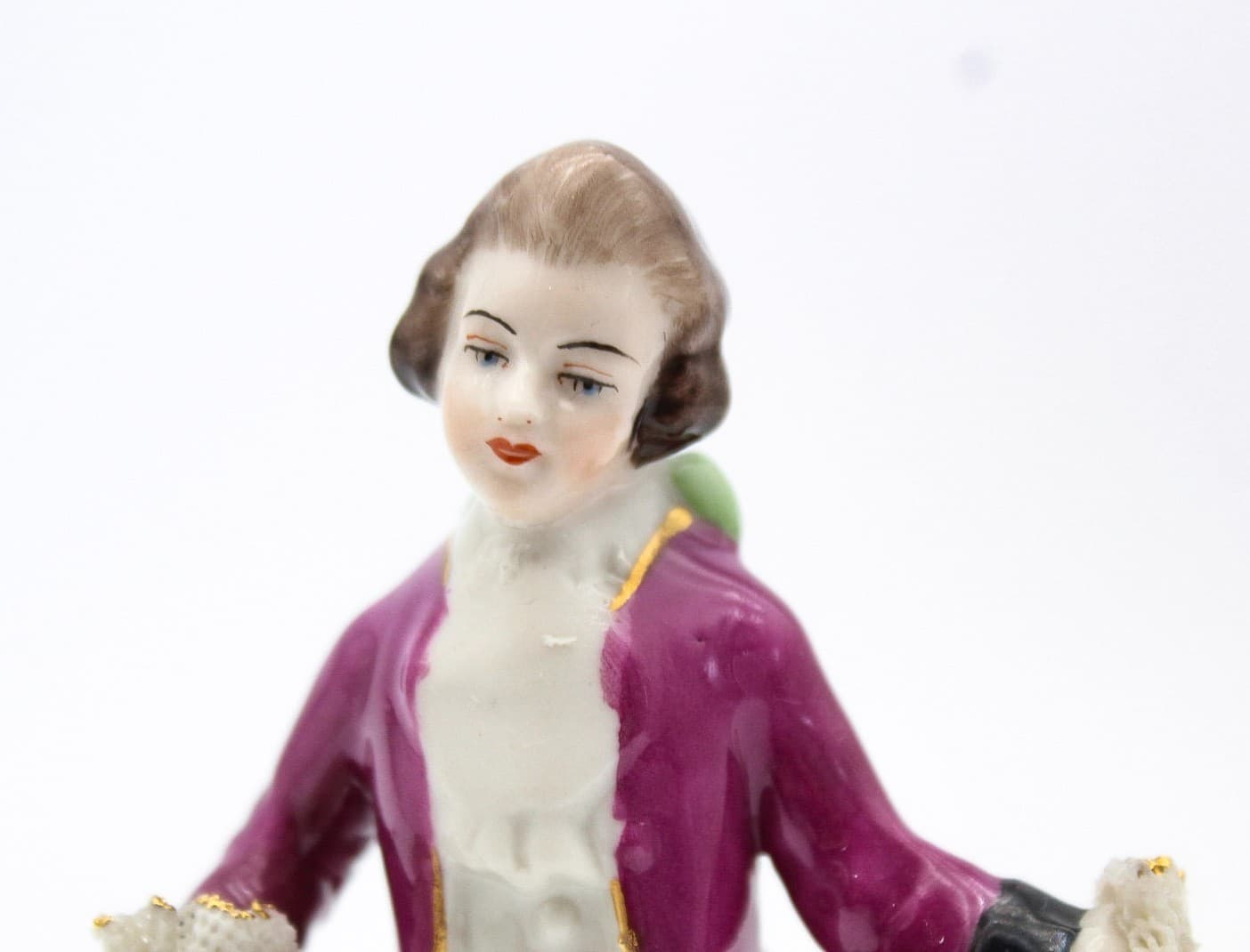 Frankenthal Germany Hand Painted Laced Vintage Younge Man Porcelain Figurine 5" - Thumbnail 7
