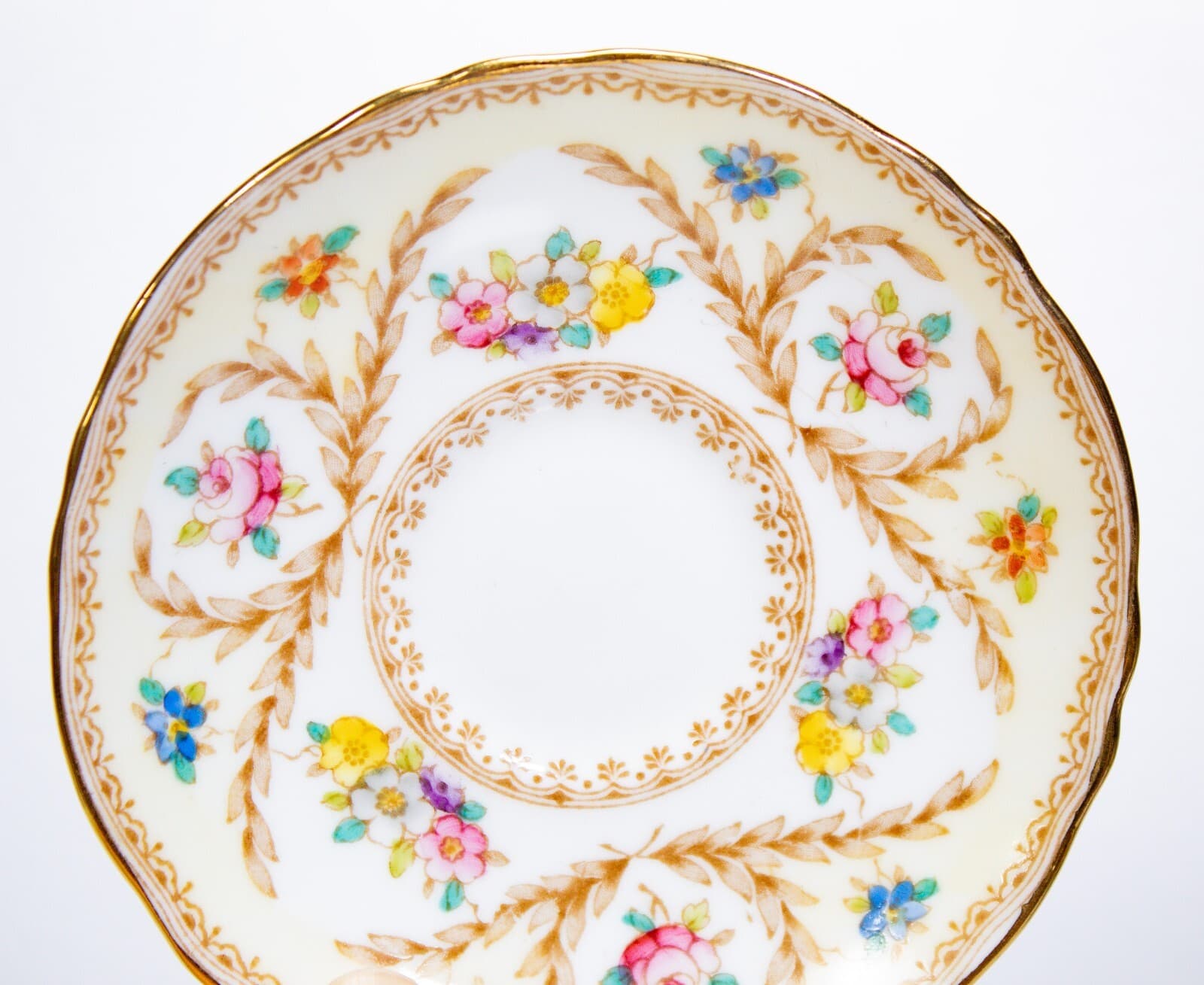 Vintage CROWN STAFFORDSHIRE Fine Bone China Multicolor Gold Gilt Cup & Saucer - Thumbnail 4