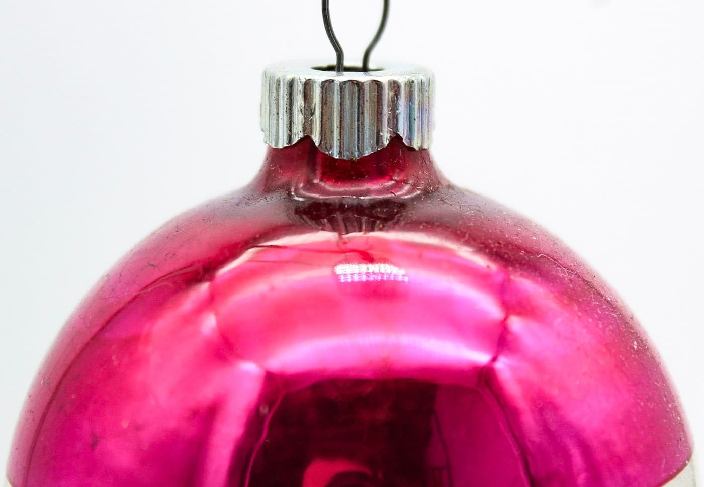Shiny Brite Vintage Silvered Pink Green Striped Ball Glass Christmas Ornament - Thumbnail 6