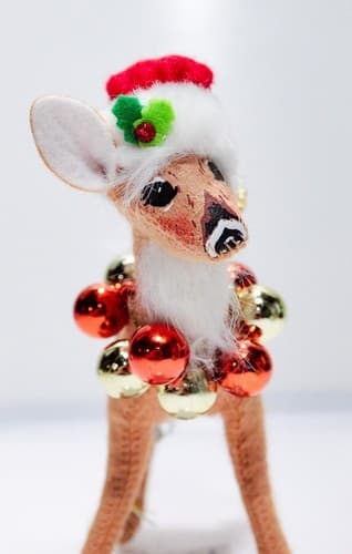 2005 ANNALEE Mobilitee FAWN w/ WREATH ORNAMENT Christmas Artisan Doll 5" w/Tag - Thumbnail 7