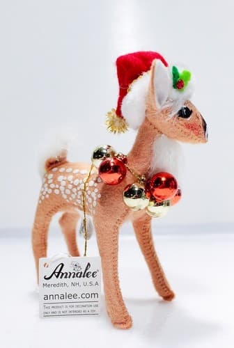 2005 ANNALEE Mobilitee FAWN w/ WREATH ORNAMENT Christmas Artisan Doll 5" w/Tag - Thumbnail 9