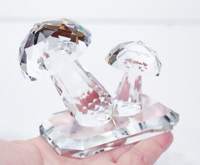 Clear Crystal Glass Collectible Two Mushrooms Figurine 3 1/4" Tall - Thumbnail 2