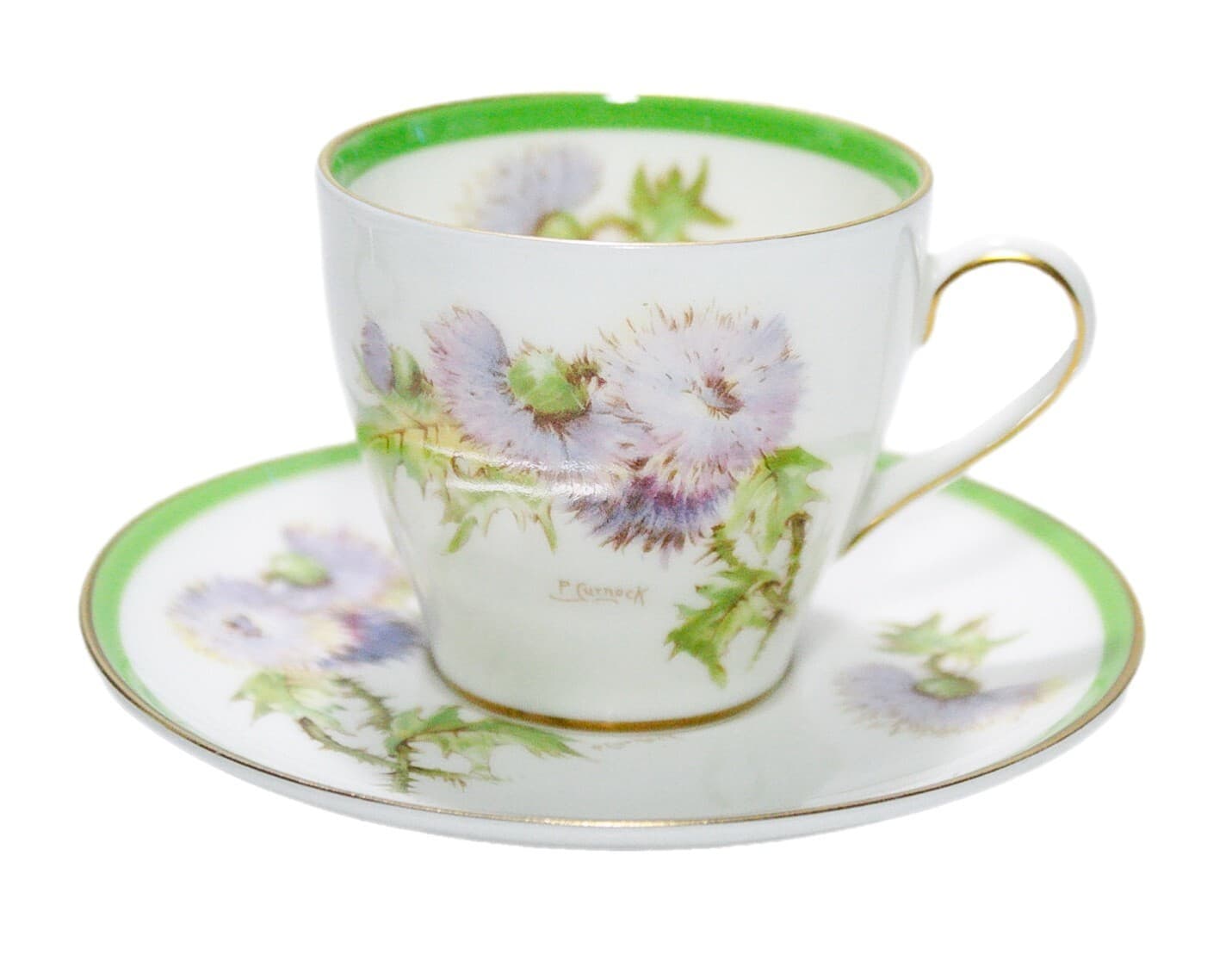 ROYAL DOULTON England Glamis Thistle Signed P. Curnock Porcelain Cup & Saucer - Image 1