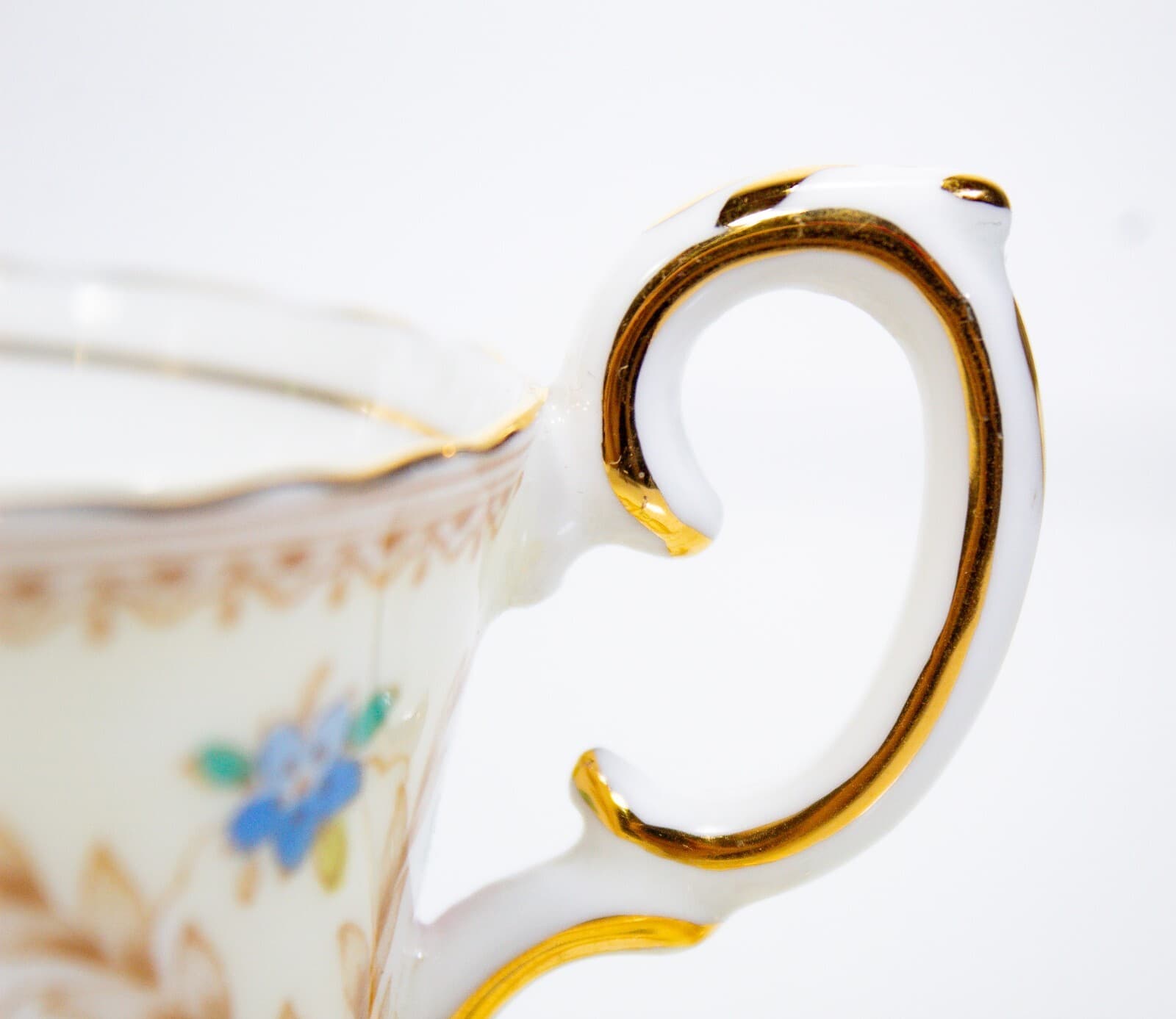 Vintage CROWN STAFFORDSHIRE Fine Bone China Multicolor Gold Gilt Cup & Saucer - Thumbnail 3