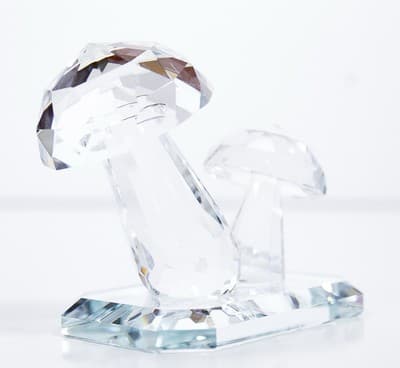 Clear Crystal Glass Collectible Two Mushrooms Figurine 3 1/4" Tall - Thumbnail 4