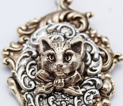 Rare Vintage Two Tone Cat & Scroll Motif Reading Spoon Bookmark - Thumbnail 3