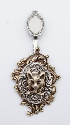 Rare Vintage Two Tone Cat & Scroll Motif Reading Spoon Bookmark - Thumbnail 7