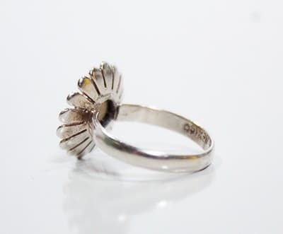 Vintage 925 Sterling Made In Mexico Natural Goldstone Sun Motif Ring Size 6 - Thumbnail 3