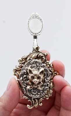 Rare Vintage Two Tone Cat & Scroll Motif Reading Spoon Bookmark - Thumbnail 2