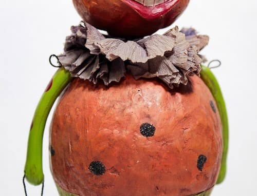 Paper Mache Vintage Pumpkin Bobble Head Spider Basket Halloween Decor Vintage - Thumbnail 3