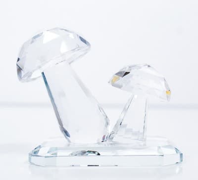 Clear Crystal Glass Collectible Two Mushrooms Figurine 3 1/4" Tall - Thumbnail 5