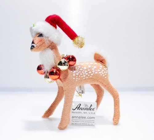 2005 ANNALEE Mobilitee FAWN w/ WREATH ORNAMENT Christmas Artisan Doll 5" w/Tag - Thumbnail 8