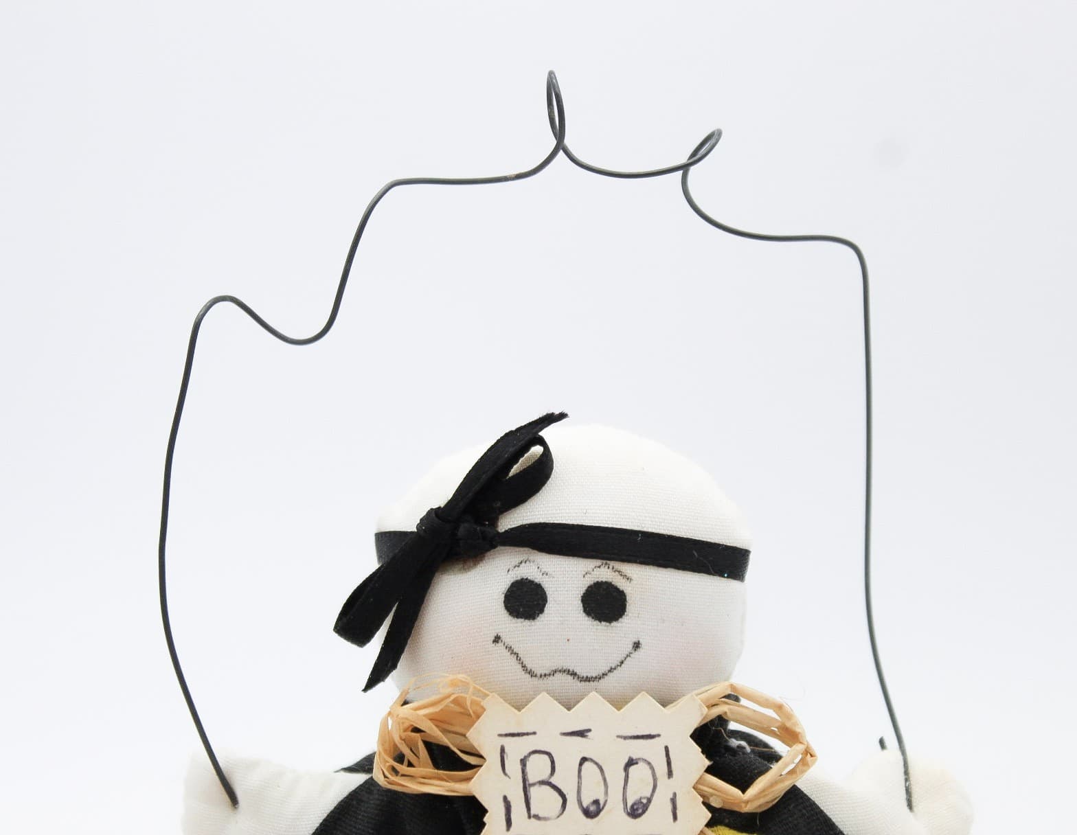 Bethany Lowe Handcrafted Halloween Cloth BOO! Ghost Candy Corn Ornament - Thumbnail 3