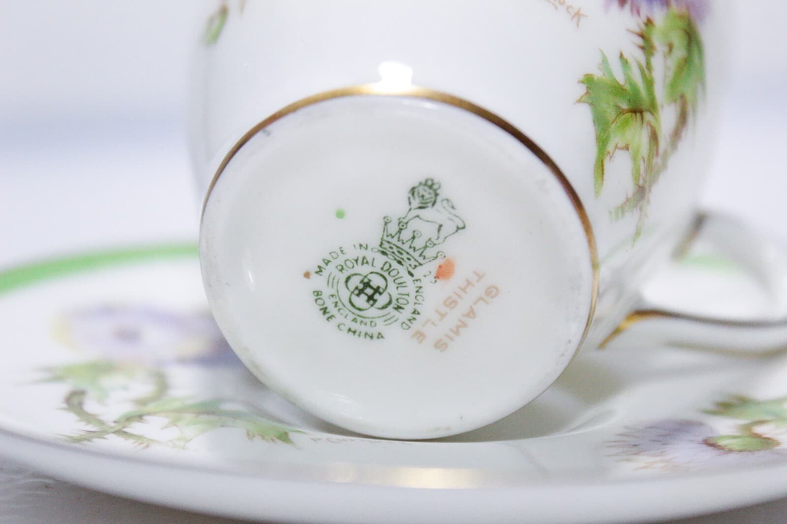 ROYAL DOULTON England Glamis Thistle Signed P. Curnock Porcelain Cup & Saucer - Thumbnail 10