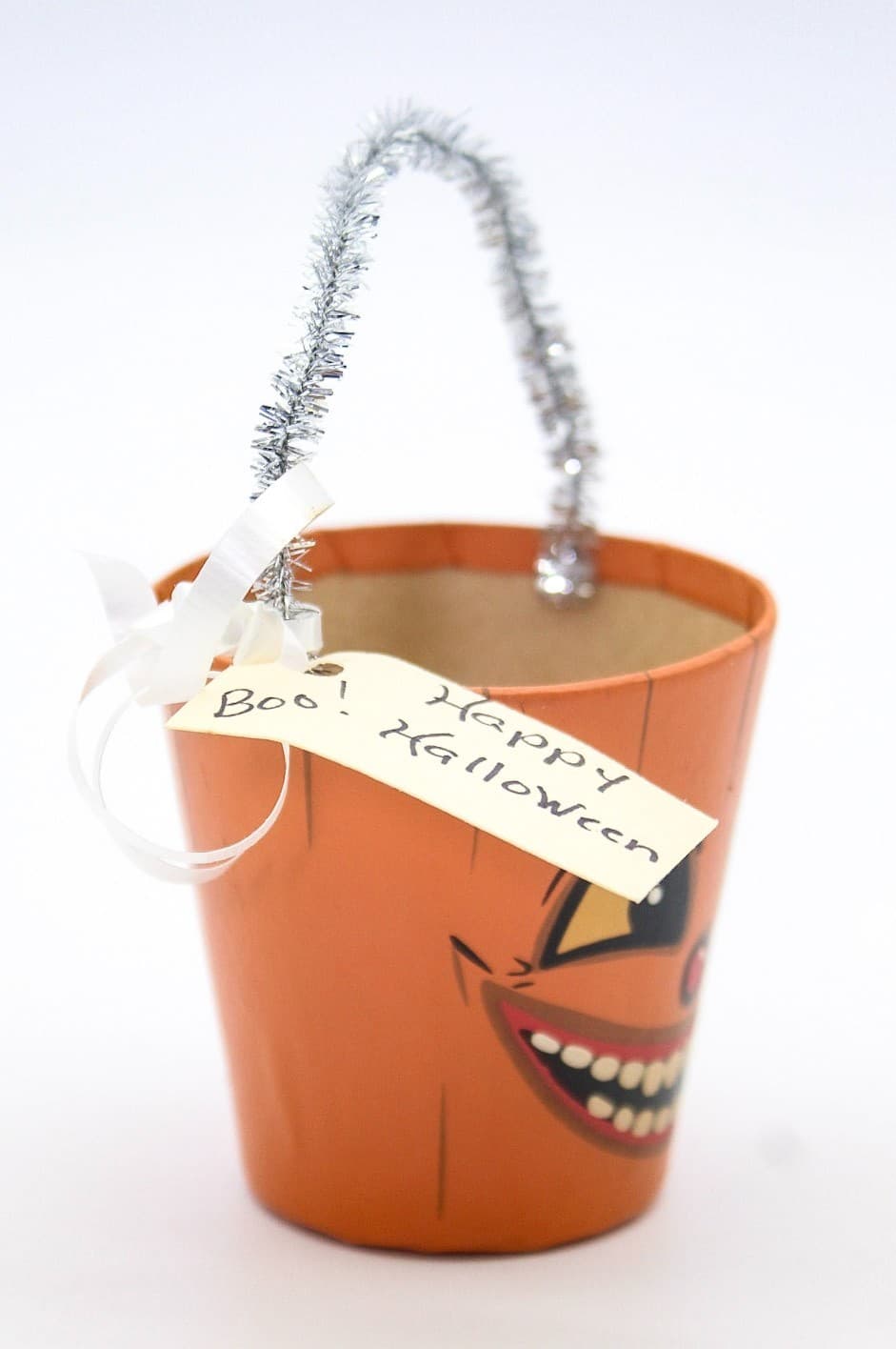 Bethany Lowe Designs Halloween Paper Mache Pumpkin Small Bucket Container - Thumbnail 5