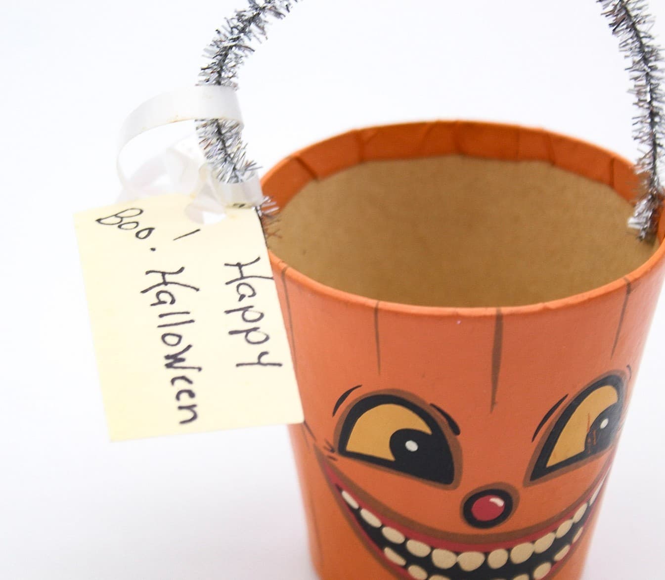 Bethany Lowe Designs Halloween Paper Mache Pumpkin Small Bucket Container - Thumbnail 7