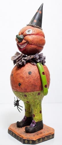 Paper Mache Vintage Pumpkin Bobble Head Spider Basket Halloween Decor Vintage - Thumbnail 5