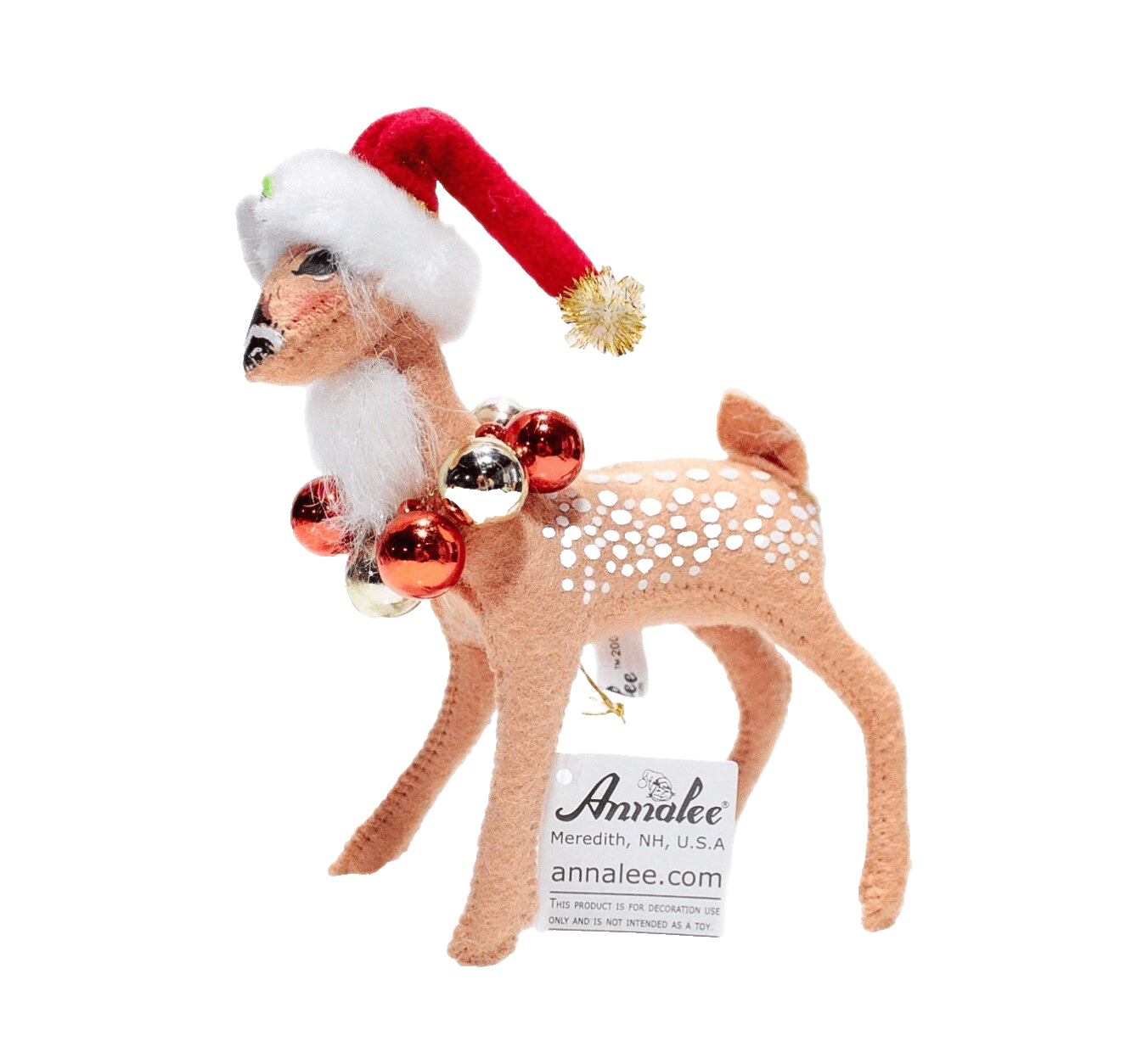 2005 ANNALEE Mobilitee FAWN w/ WREATH ORNAMENT Christmas Artisan Doll 5" w/Tag - Image 1