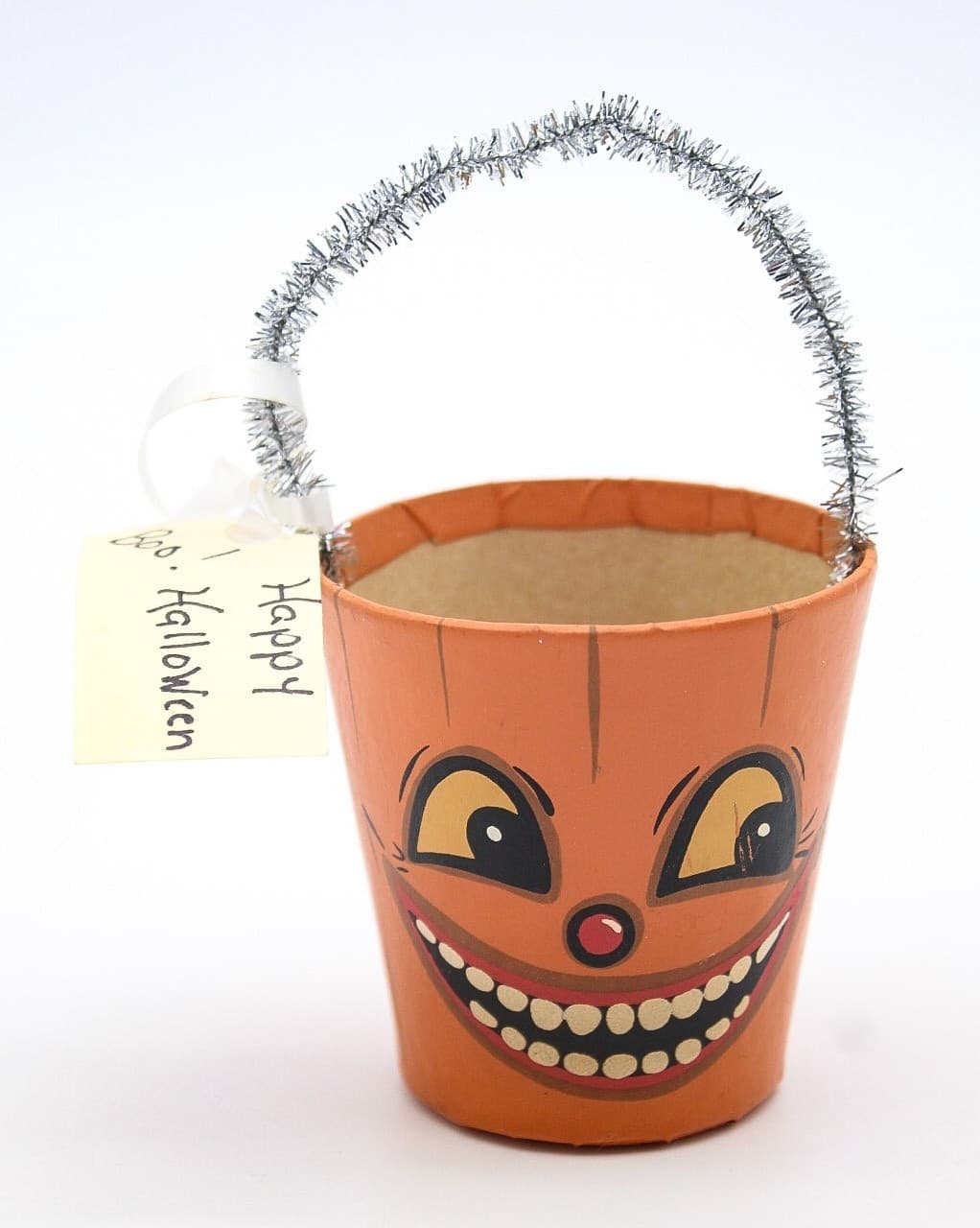 Bethany Lowe Designs Halloween Paper Mache Pumpkin Small Bucket Container - Thumbnail 9