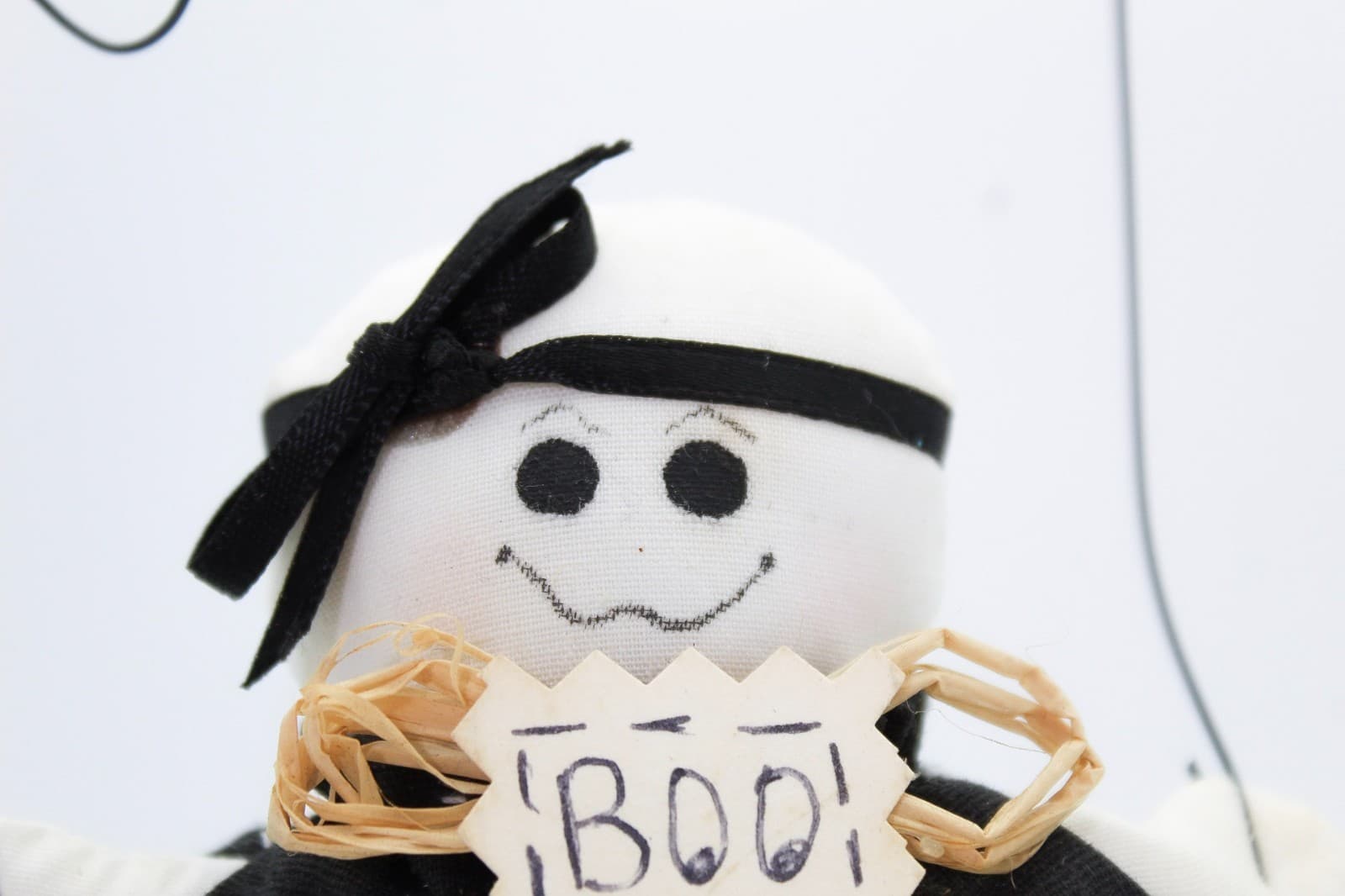 Bethany Lowe Handcrafted Halloween Cloth BOO! Ghost Candy Corn Ornament - Thumbnail 5