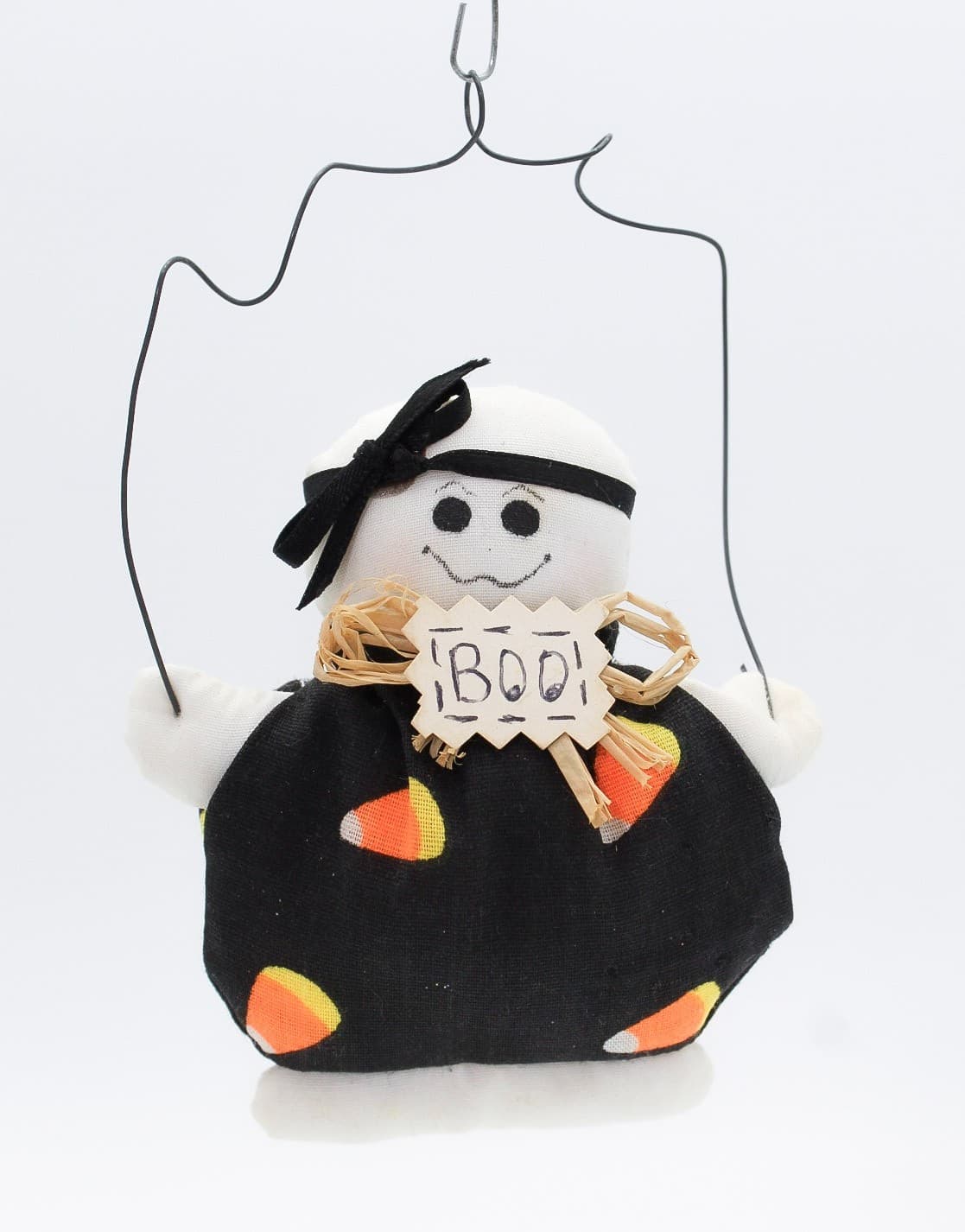 Bethany Lowe Handcrafted Halloween Cloth BOO! Ghost Candy Corn Ornament - Thumbnail 8