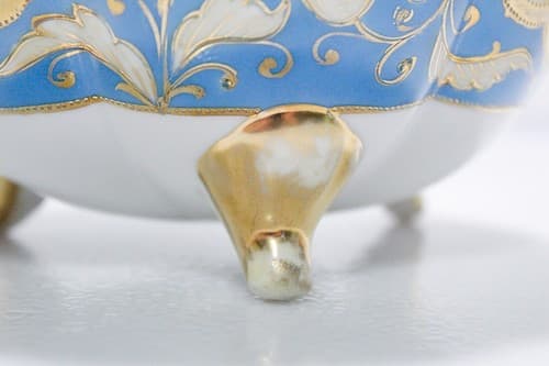 NIPPON Japan Antique Hand Painted Scenic Porcelain Covered Biscuit Jar RARE - Thumbnail 5